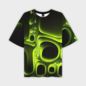Мужская футболка oversize 3D с принтом Зеленая кислотная абстракция в Курске,  |  | 