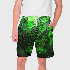 Мужские шорты 3D с принтом Зеленая кислота в Курске,  полиэстер 100% | прямой крой, два кармана без застежек по бокам. Мягкая трикотажная резинка на поясе, внутри которой широкие завязки. Длина чуть выше колен | 