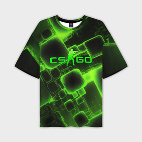 Мужская футболка oversize 3D с принтом CS GO зеленые кислотные плиты в Курске,  |  | 