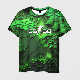 Мужская футболка 3D с принтом CS GO green  abstract в Кировске, 100% полиэфир | прямой крой, круглый вырез горловины, длина до линии бедер | 