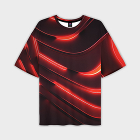 Мужская футболка oversize 3D Красный неон абстракция: в Ухте,  |  |