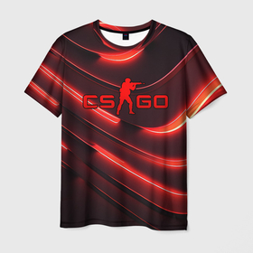 Мужская футболка 3D с принтом CS GO red  neon в Кировске, 100% полиэфир | прямой крой, круглый вырез горловины, длина до линии бедер | 