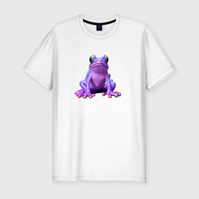 Мужская футболка хлопок Slim с принтом Фиолетовая лягушка , 92% хлопок, 8% лайкра | приталенный силуэт, круглый вырез ворота, длина до линии бедра, короткий рукав | 
