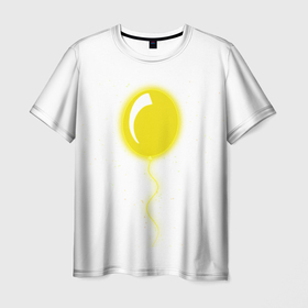 Мужская футболка 3D с принтом Желтый воздушный шарик в Белгороде, 100% полиэфир | прямой крой, круглый вырез горловины, длина до линии бедер | 