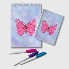 Блокнот с принтом Розовая бабочка в Курске, 100% бумага | 48 листов, плотность листов — 60 г/м2, плотность картонной обложки — 250 г/м2. Листы скреплены удобной пружинной спиралью. Цвет линий — светло-серый
 | 