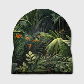 Шапка 3D с принтом Зеленые     джунгли , 100% полиэстер | универсальный размер, печать по всей поверхности изделия | 