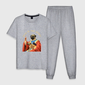 Мужская пижама хлопок с принтом Who is the boss в Тюмени, 100% хлопок | брюки и футболка прямого кроя, без карманов, на брюках мягкая резинка на поясе и по низу штанин
 | 