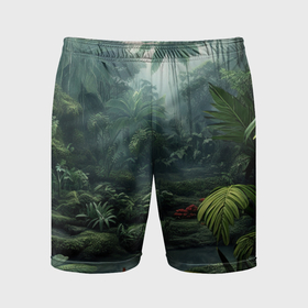 Мужские шорты спортивные с принтом Зеленые   тропики в Кировске,  |  | Тематика изображения на принте: 