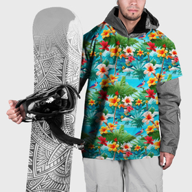 Накидка на куртку 3D с принтом Гавайские цветы  лето в Санкт-Петербурге, 100% полиэстер |  | 