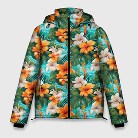 Мужская зимняя куртка 3D с принтом Гавайские  цветы в Белгороде, верх — 100% полиэстер; подкладка — 100% полиэстер; утеплитель — 100% полиэстер | длина ниже бедра, свободный силуэт Оверсайз. Есть воротник-стойка, отстегивающийся капюшон и ветрозащитная планка. 

Боковые карманы с листочкой на кнопках и внутренний карман на молнии. | 