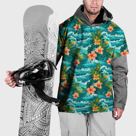 Накидка на куртку 3D с принтом Гавайский   стиль  цветы в Тюмени, 100% полиэстер |  | 