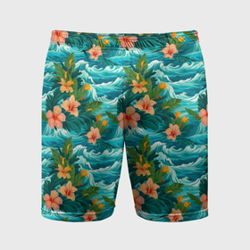 Мужские шорты спортивные с принтом Гавайский   стиль  цветы в Тюмени,  |  | 