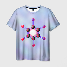 Мужская футболка 3D с принтом Формула бензола в Екатеринбурге, 100% полиэфир | прямой крой, круглый вырез горловины, длина до линии бедер | 