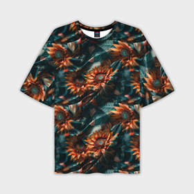 Мужская футболка oversize 3D с принтом Цветы гавайский стиль в Курске,  |  | 