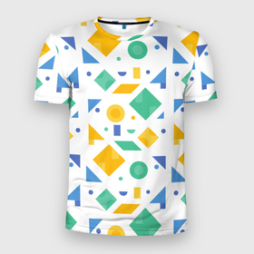 Мужская футболка 3D Slim с принтом Funny geometry в Курске, 100% полиэстер с улучшенными характеристиками | приталенный силуэт, круглая горловина, широкие плечи, сужается к линии бедра | 
