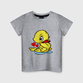 Детская футболка хлопок с принтом Duckling hearts в Курске, 100% хлопок | круглый вырез горловины, полуприлегающий силуэт, длина до линии бедер | 