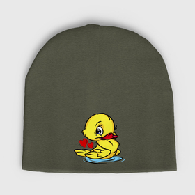Мужская шапка демисезонная с принтом Duckling hearts в Тюмени,  |  | Тематика изображения на принте: 