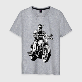 Мужская футболка хлопок с принтом Biker horns в Кировске, 100% хлопок | прямой крой, круглый вырез горловины, длина до линии бедер, слегка спущенное плечо. | 
