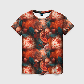 Женская футболка 3D с принтом Летние    гавайские  цветы в Санкт-Петербурге, 100% полиэфир ( синтетическое хлопкоподобное полотно) | прямой крой, круглый вырез горловины, длина до линии бедер | 
