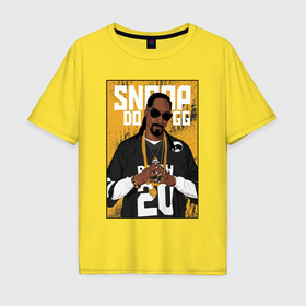 Мужская футболка хлопок Oversize с принтом Snoop dogg с цепями в Белгороде, 100% хлопок | свободный крой, круглый ворот, “спинка” длиннее передней части | Тематика изображения на принте: 
