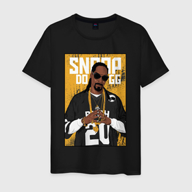 Мужская футболка хлопок с принтом Snoop dogg с цепями в Белгороде, 100% хлопок | прямой крой, круглый вырез горловины, длина до линии бедер, слегка спущенное плечо. | 