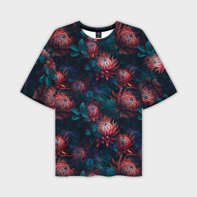 Мужская футболка oversize 3D с принтом Гавайские ночные цветы в Курске,  |  | 