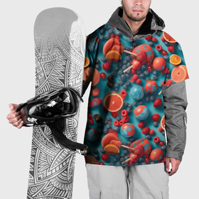 Накидка на куртку 3D с принтом Летние  фрукты микс , 100% полиэстер |  | Тематика изображения на принте: 