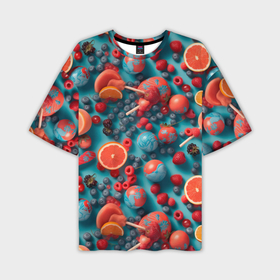 Мужская футболка oversize 3D с принтом Летние  фрукты микс ,  |  | Тематика изображения на принте: 