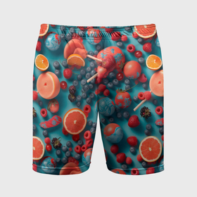 Мужские шорты спортивные с принтом Летние  фрукты микс ,  |  | Тематика изображения на принте: 