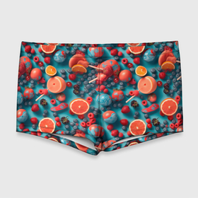 Мужские купальные плавки 3D с принтом Летние  фрукты микс , Полиэстер 85%, Спандекс 15% |  | Тематика изображения на принте: 