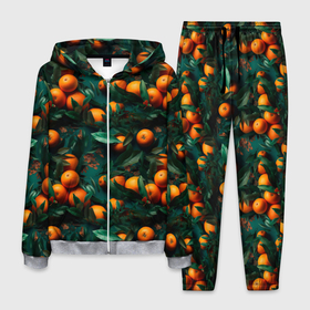 Мужской костюм 3D с принтом Яркие апельсины в Тюмени, 100% полиэстер | Манжеты и пояс оформлены тканевой резинкой, двухслойный капюшон со шнурком для регулировки, карманы спереди | Тематика изображения на принте: 
