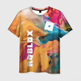 Мужская футболка 3D с принтом Roblox Logo Color в Новосибирске, 100% полиэфир | прямой крой, круглый вырез горловины, длина до линии бедер | 