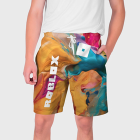 Мужские шорты 3D с принтом Roblox Logo Color ,  полиэстер 100% | прямой крой, два кармана без застежек по бокам. Мягкая трикотажная резинка на поясе, внутри которой широкие завязки. Длина чуть выше колен | 