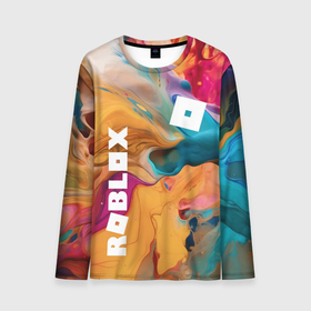 Мужской лонгслив 3D с принтом Roblox Logo Color в Екатеринбурге, 100% полиэстер | длинные рукава, круглый вырез горловины, полуприлегающий силуэт | 