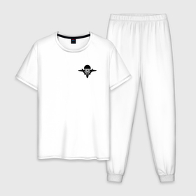 Мужская пижама хлопок с принтом ВДВ символ логотип в Кировске, 100% хлопок | брюки и футболка прямого кроя, без карманов, на брюках мягкая резинка на поясе и по низу штанин
 | 