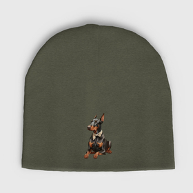 Мужская шапка демисезонная с принтом Доберман, с бантиком в Тюмени,  |  | Тематика изображения на принте: 