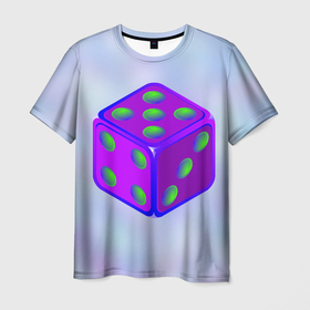 Мужская футболка 3D с принтом Игральный кубик в Петрозаводске, 100% полиэфир | прямой крой, круглый вырез горловины, длина до линии бедер | 