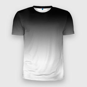 Мужская футболка 3D Slim с принтом Black and white gradient в Белгороде, 100% полиэстер с улучшенными характеристиками | приталенный силуэт, круглая горловина, широкие плечи, сужается к линии бедра | 