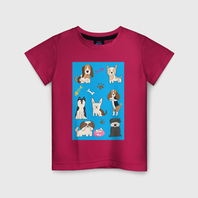 Детская футболка хлопок с принтом Собачья команда в Новосибирске, 100% хлопок | круглый вырез горловины, полуприлегающий силуэт, длина до линии бедер | Тематика изображения на принте: 
