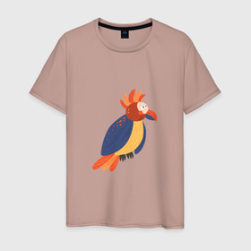 Мужская футболка хлопок с принтом Веселый попугай в Курске, 100% хлопок | прямой крой, круглый вырез горловины, длина до линии бедер, слегка спущенное плечо. | 