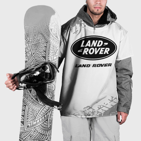 Накидка на куртку 3D с принтом Land Rover speed на светлом фоне со следами шин в Екатеринбурге, 100% полиэстер |  | 
