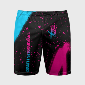 Мужские шорты спортивные с принтом Death Stranding   neon gradient: надпись, символ в Кировске,  |  | 