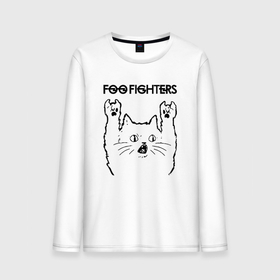 Мужской лонгслив хлопок с принтом Foo Fighters   rock cat в Петрозаводске, 100% хлопок |  | 