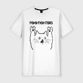 Мужская футболка хлопок Slim с принтом Foo Fighters   rock cat в Тюмени, 92% хлопок, 8% лайкра | приталенный силуэт, круглый вырез ворота, длина до линии бедра, короткий рукав | Тематика изображения на принте: 
