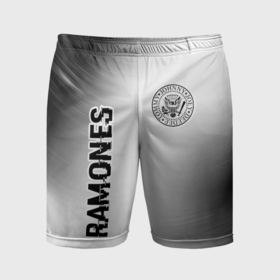 Мужские шорты спортивные с принтом Ramones glitch на светлом фоне: надпись, символ в Тюмени,  |  | 