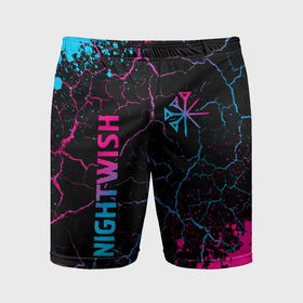 Мужские шорты спортивные с принтом Nightwish   neon gradient: надпись, символ в Петрозаводске,  |  | 