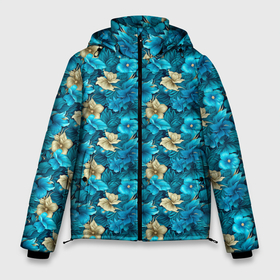 Мужская зимняя куртка 3D с принтом Цветочки паттерн гавайский стиль в Белгороде, верх — 100% полиэстер; подкладка — 100% полиэстер; утеплитель — 100% полиэстер | длина ниже бедра, свободный силуэт Оверсайз. Есть воротник-стойка, отстегивающийся капюшон и ветрозащитная планка. 

Боковые карманы с листочкой на кнопках и внутренний карман на молнии. | 