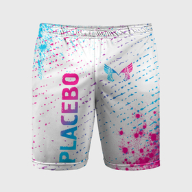 Мужские шорты спортивные с принтом Placebo neon gradient style: надпись, символ в Петрозаводске,  |  | 