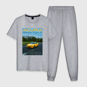 Мужская пижама хлопок с принтом Honda Acura Integra Type R обложка в Белгороде, 100% хлопок | брюки и футболка прямого кроя, без карманов, на брюках мягкая резинка на поясе и по низу штанин
 | 