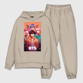 Мужской костюм oversize хлопок с принтом BTS kpop anime в Кировске,  |  | Тематика изображения на принте: 